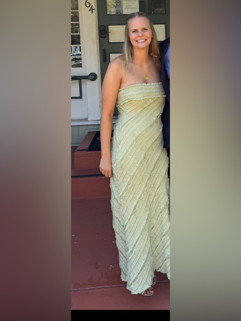 Endless Rose Strapless Ruffled Maxi Dress — Light Lime - Picture 5 of 5